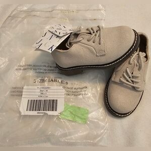 Janie and Jack Shoes Light Gray Cream Suede Oxford Shoes Toddler Boy's Size 6